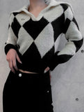 Argyle big collar Knit