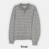 Kesio Multi-Stripe Henley Neck Knit