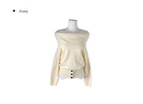 Denp Button Off-Shoulder Loose-Fit Knit