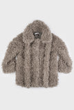 Milk plush collar fur coat