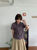 Demro Flower Check Short Sleeve Hood Shirt