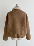 [Wool Lining] Momen Fur Collar Soft Suede Jumper
