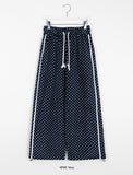 Tomiki banding string dot fleece wide pants