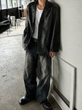 Raw Classic Leather Blazer Jacket