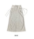 Pigmented Rope Cut Cargo Long Skirt