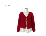Kwan Frill Sleeveless Ribbon Cardigan Set