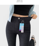 Color Raw Cotton Denim Slim Semi Bootcut Pants