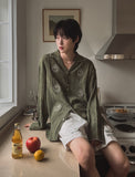 Sunny embroidery wrinkle shirt