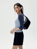 W Raglan Color Matching Three Quarter Sleeve T-Shirt