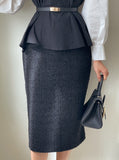 All Black Tweed H-Line Skirt