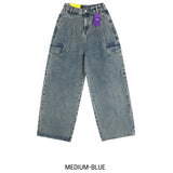 [UL DENIM] 4 Colors Pintuck Wide Cargo Denim Pants