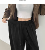 Two-Way Hem Snap Banding Diagonal Cut Wide Fit Cotton Pants