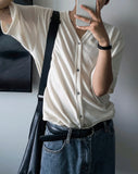 Linen short sleeve cardigan