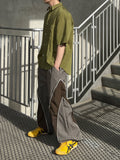 Nylon Two-Tone Curve Line Pants