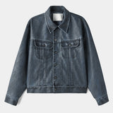 The Born Washed Leather Crop Trucker Jacket