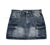 Yoni cargo denim mini skirt