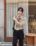 Soban epaulet crop long sleeve shirt