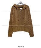 Cent cable knit hooded zip-up