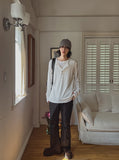 Royge Layered Henley Neck Long Sleeve T-shirt