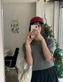 Moei round wool short sleeve knit
