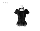 [Scarf set] Mellan Dot Muffler Frill T-shirt Set