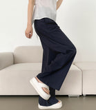 Waist Adjust Rustling Span Best Wide Two-Pin Tuck Slacks Pants