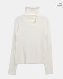 Teuan High-Neck Button Brushed Wool Long Sleeve T-Shirt