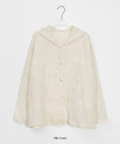 Mildy Punching Flower Embroidery Hood Shirt