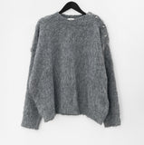 Wool 10%) Ditto Button Slit Knit