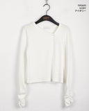 Hintz Button Diagonal Shirring Long Sleeve T-shirt