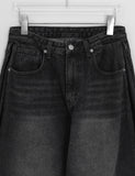 Ronir pintuck wide black blue brushed denim pants