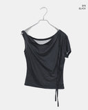 Melving Dot One Off-Shoulder Strap Short Sleeve T-Shirt