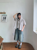Meters Summer Check Hood Short Sleeve Shirt