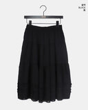 Hetty Tiered See-Through Frill Banding Midi Skirt