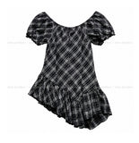 Even Asymmetrical Check Blouse