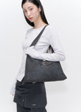 Belted flat shoulder bag