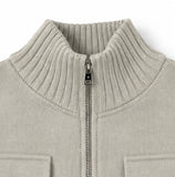 Horin Pocket Semi-Crop Knit Zip-Up