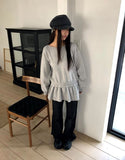 Peuon Layered Frill Button Knit