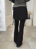Heckah strap layered skirt bootcut pants
