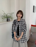 [unisex] Shudel Summer Seersucker Check Over Shirt
