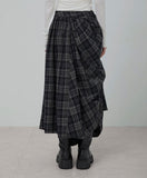 Asymmetrical Draped Layered Long Skirt