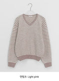 Ttet Stripe Wool V-Neck Knit