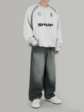 blue gray wide jeans
