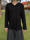 Simple Line Henley Neck Long Sleeve