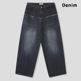 Kio two-tone layered denim pants