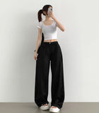 Summer Tencel Cooling Hem Snap Tick Long Wide Cotton Pants