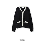 Open V-neck boucle cardigan