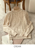 Lana Chiffon Rose Pearl Half-Turtleneck Knit