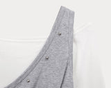 [Fake Layered] Linshu Studded Color Matching Brushed Long-Sleeve T-Shirt