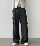 Two-Way Banding Wide Jogger Poly Pants